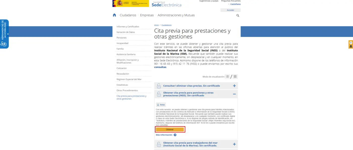 pedir cita previa seguidad social